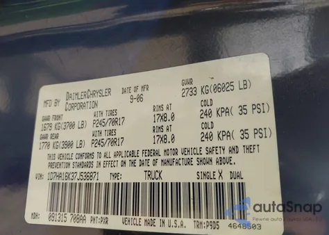 2007 Dodge Ram 1500 St from USA, damaged, VIN 1D7HA16K37J536871